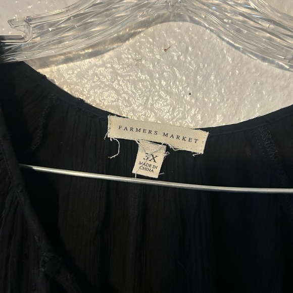 Farmers Market 3x Vibrant Floral Embroidered Black Boho Tunic Festival - Picture 2 of 16